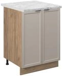 Vicco K&uuml;chenunterschrank Fame-Line K&uuml;chenkommode GrauBeige 60 cm AP Marmor mit