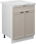 Vicco K&uuml;chenunterschrank Fame-Line GrauBeige 60 cm mit Schublade AP Marmor mit...