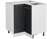 Vicco Eckunterschrank R-Line Schwarz Beton/Wei&szlig; 76 cm ohne Arbeitsplatte