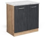 Vicco Sp&uuml;lenunterschrank R-Line Schwarz Beton/Goldkraft Eiche 80 cm AP Marmor