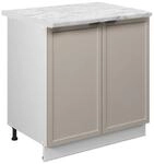 Vicco Sp&uuml;lenunterschrank Fame-Line GrauBeige 80 cm mit Regal AP Marmor mit...