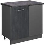 Vicco Eckunterschrank R-Line Schwarz Beton/Anthrazit 86 cm AP Anthrazit