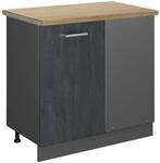 Vicco Eckunterschrank R-Line K&uuml;chen Eckschrank Schwarz Beton/Anthrazit 86 cm AP