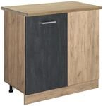 Vicco Eckunterschrank R-Line Schwarz Beton/Goldkraft Eiche 86 cm AP Eiche