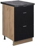 Vicco K&uuml;chenunterschrank Fame-Line Schwarz Gestreift 50 cm AP Anthrazit