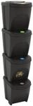 vidaXL Stapelbare M&uuml;lleimer 4 Stk Grau 100 L Polypropylen 1257324