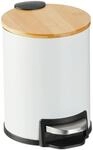 Relaxdays Bad M&uuml;lleimer Eisen Wei&szlig; mit Bambusdeckel Rutschfest Softclose 3, 22,5 cm