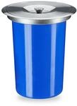 Relaxdays Einbaum&uuml;lleimer Arbeitsplatte Kunststoff Blau Edelstahldeckel 8, 30 cm x