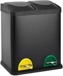 Svita TC2X15 M&uuml;lleimer 30L 2x15 Treteimer Papierkorb M&uuml;lltrennung Stahl Schwarz
