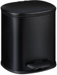 Relaxdays Tretm&uuml;lleimer Metall Schwarz Soft-Close mit 2 Innenbeh&auml;ltern 27 cm x 23,5