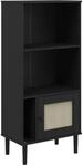 vidaXL B&uuml;cherschrank SENJA Rattan-Look Schwarz 60x35x130cm Kiefernholz 358060