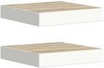 vidaXL Schweberegale 2 Stk Eichen-Optik und Wei&szlig; 23x23,5x3,8 cm MDF 326568