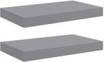 vidaXL Schwebende Wandregale 2 Stk Grau 40x23x3,8cm MDF 323848