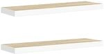 vidaXL Schweberegale 2 Stk Eichen-Optik und Wei&szlig; 80x23,5x3,8 cm MDF 326580