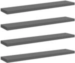 vidaXL Schweberegale 4 Stk Hochglanz-Grau 120x23,5x3,8 cm MDF 323801