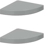 vidaXL Eck-Schweberegale 2 Stk Hochglanz-Grau 25x25x3,8 cm MDF 323893