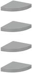 vidaXL Eck-Schweberegale 4 Stk Hochglanz-Grau 25x25x3,8 cm MDF 323894