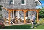 Skan Holz Terrassen&uuml;berdachung Bormio 541 cm x 350 cm Leimholz Eiche Hell