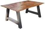 SAM Esstisch Baumkante Massiv Mango Natur 120 x 80 Silber A-Gestell DORA