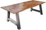 SAM Esstisch Baumkante Massiv Mango Natur 240 x 100 Silber A-Gestell DORA