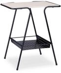 Relaxdays Beistelltisch Metall MDF Schwarz Natur Mit Ablage Rutschfest 55 cm x 45 cm