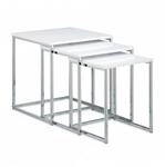 Relaxdays Beistelltisch 3er Set MDF Metall Wei&szlig; Ineinanderstellbar 42 cm x 40 cm x