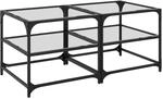 vidaXL Couchtische mit Glasplatten 2 Stk. Transparent 50x50x45cm Stahl