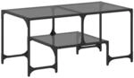 vidaXL Couchtisch mit Glasplatte Schwarz 98,5x50x45 cm Stahl Modell 2