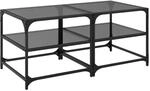 vidaXL Couchtische mit Glasplatten 2 Stk. Schwarz 50x50x45 cm Stahl