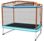 Costway 3 In 1 Kindertrampolin 190 x 124 x 222 cm Blau & Orange