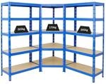 PROREGAL Mega Deal Tiger 1x Eckregal & 2x Schwerlastregal 180x 90x 45 cm Fachlast 175