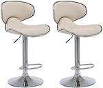 CLP 2er Set Barhocker Las Vegas Kunstleder Creme/Chrom