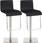 CLP 2er Set Barhocker Limon Kunstlederbezug Schwarz/Edelstahl