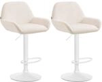 CLP 2er Set Barhocker Braga Samt Metall Matt Weiss/Creme