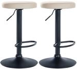 CLP 2er Set Barhocker Ponte Kunstleder Metall Matt Schwarz/Creme