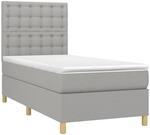 vidaXL Boxspringbett mit Matratze & LED Hellgrau 100x200 cm Stoff 3135733