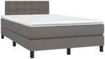 vidaXL Boxspringbett mit Matratze & LED Grau 120x200 cm Kunstleder 3134217