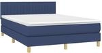 vidaXL Boxspringbett mit Matratze & LED Blau 140x200 cm Stoff 3133883