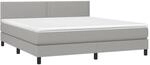 vidaXL Boxspringbett mit Matratze & LED Hellgrau 180x200 cm Stoff 3133093