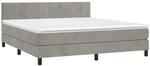 vidaXL Boxspringbett mit Matratze & LED Hellgrau 180x200 cm Samt 3134417