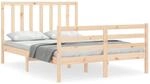 vidaXL Massivholzbett mit Kopfteil 140x190 cm1933166