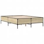 vidaXL Bettgestell Sonoma-Eiche 160x200 cm Holzwerkstoff und Metall 3279788