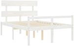 vidaXL Seniorenbett mit Kopfteil 120x200 cm Wei&szlig; Massivholz 3195347