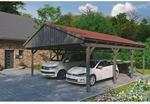 Skan Holz Carport Fichtelberg 618 cm x 808 cm Rote Schindeln Schiefergrau
