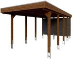 Skan Holz Carport Friesland Hybrid 314 cm x 708 cm Nussbaum