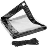 WOLTU PVC Abdeckplane mit &Ouml;sen und Seil 380 g/m&sup2; Transparent 3x5 m