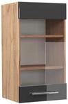 Vicco K&uuml;chenglasschrank Fame-Line Anthrazit Hochglanz/Goldkraft Eiche 40 cm