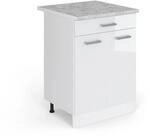 Vicco K&uuml;chenunterschrank R-Line Wei&szlig; Hochglanz/Wei&szlig; 60 cm mit Schublade AP...