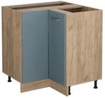 Vicco Eckunterschrank R-Line Blau-Grau/Goldkraft Eiche 76 cm ohne Arbeitsplatte