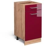 Vicco K&uuml;chenunterschrank R-Line Bordeaux Hochglanz/Goldkraft Eiche 40 cm ohne